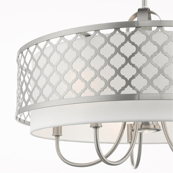 HomeRoots Six Light Dimmable Chandelier - Modern Cylindrical Steel Shades for Adjustable Ambiance & Style 687908