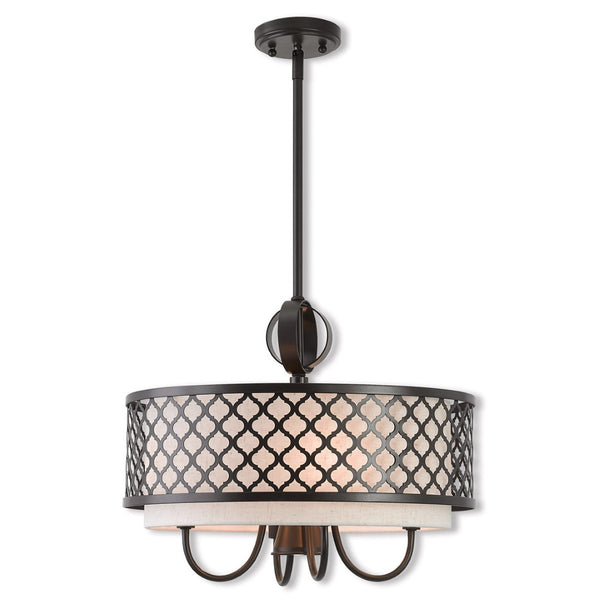 HomeRoots Five Light Dimmable Chandelier with Unique Cylinder Shades - Modern Steel Design for Any Room 687911