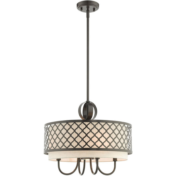 HomeRoots Five Light Dimmable Chandelier with Unique Cylinder Shades - Modern Steel Design for Any Room 687911