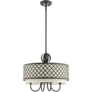 HomeRoots Five Light Dimmable Chandelier with Unique Cylinder Shades - Modern Steel Design for Any Room 687911