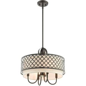 HomeRoots Five Light Dimmable Chandelier with Unique Cylinder Shades - Modern Steel Design for Any Room 687911