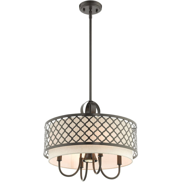 HomeRoots Five Light Dimmable Chandelier with Unique Cylinder Shades - Modern Steel Design for Any Room 687911