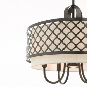 HomeRoots Five Light Dimmable Chandelier with Unique Cylinder Shades - Modern Steel Design for Any Room 687911