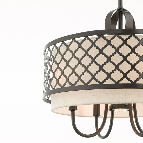 HomeRoots Five Light Dimmable Chandelier with Unique Cylinder Shades - Modern Steel Design for Any Room 687911