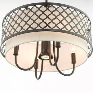 HomeRoots Five Light Dimmable Chandelier with Unique Cylinder Shades - Modern Steel Design for Any Room 687911