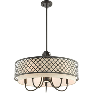 HomeRoots Six Light Dimmable Chandelier – Modern Steel Shades for Versatile Ambiance in Any Room or Office 687912