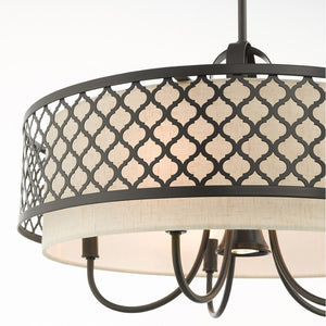 HomeRoots Six Light Dimmable Chandelier – Modern Steel Shades for Versatile Ambiance in Any Room or Office 687912