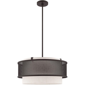 HomeRoots Bronze Four-Light Dimmable Chandelier with Cylinder Shades for Elegant Ambiance Control & Style 687914