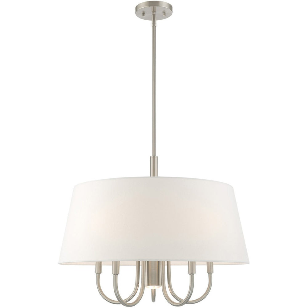 HomeRoots Six Light Dimmable Chandelier – Modern Cylinder Shades for Elegant Ambiance in Any Room Design 687916