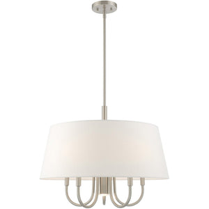 HomeRoots Six Light Dimmable Chandelier – Modern Cylinder Shades for Elegant Ambiance in Any Room Design 687916