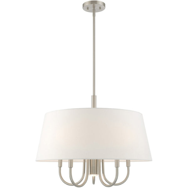 HomeRoots Six Light Dimmable Chandelier – Modern Cylinder Shades for Elegant Ambiance in Any Room Design 687916