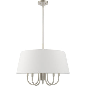 HomeRoots Six Light Dimmable Chandelier – Modern Cylinder Shades for Elegant Ambiance in Any Room Design 687916