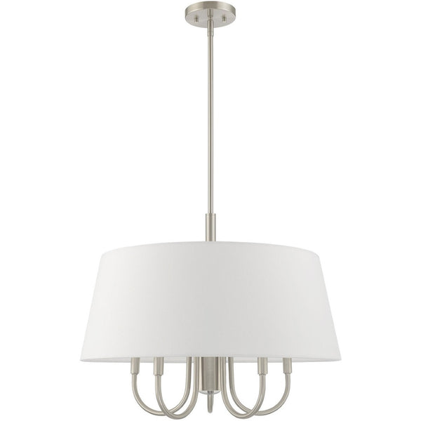 HomeRoots Six Light Dimmable Chandelier – Modern Cylinder Shades for Elegant Ambiance in Any Room Design 687916