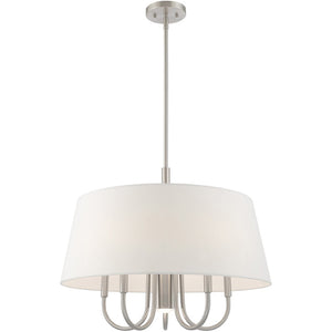 HomeRoots Six Light Dimmable Chandelier – Modern Cylinder Shades for Elegant Ambiance in Any Room Design 687916