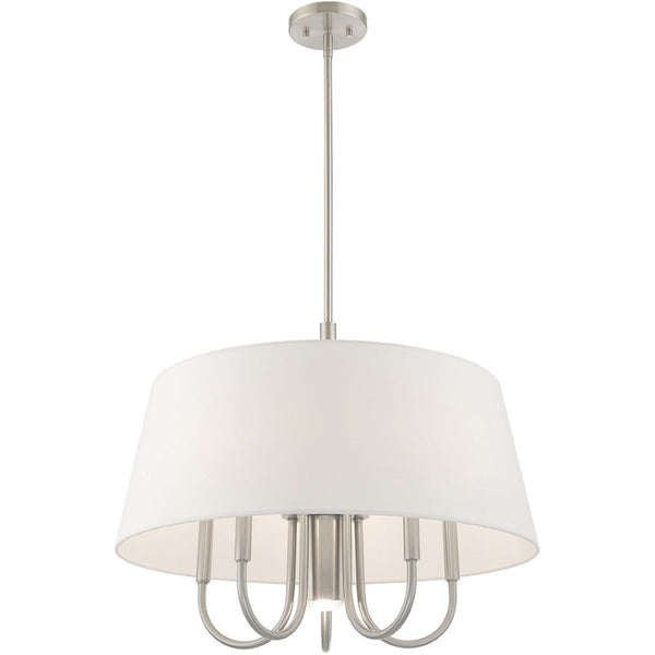 HomeRoots Six Light Dimmable Chandelier – Modern Cylinder Shades for Elegant Ambiance in Any Room Design 687916