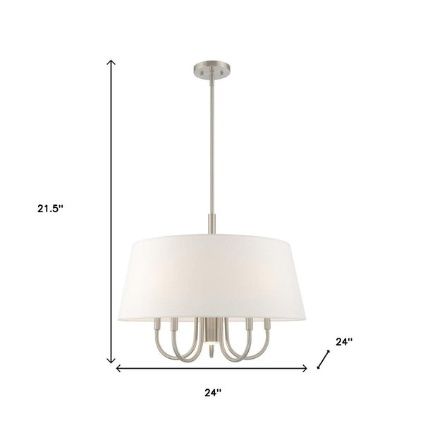 HomeRoots Six Light Dimmable Chandelier – Modern Cylinder Shades for Elegant Ambiance in Any Room Design 687916