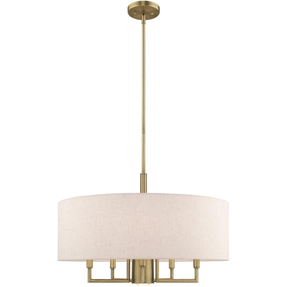 HomeRoots Six Light Dimmable Chandelier - Modern Cylindrical Steel Shades for Stylish Ambiance & Versatility 687917