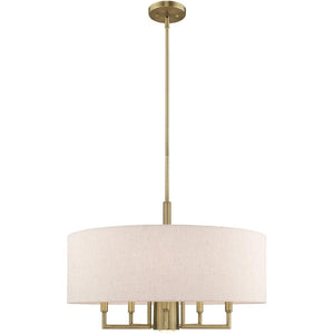 HomeRoots Six Light Dimmable Chandelier - Modern Cylindrical Steel Shades for Stylish Ambiance & Versatility 687917