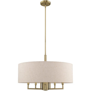 HomeRoots Six Light Dimmable Chandelier - Modern Cylindrical Steel Shades for Stylish Ambiance & Versatility 687917