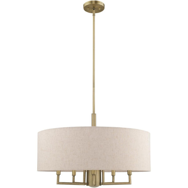 HomeRoots Six Light Dimmable Chandelier - Modern Cylindrical Steel Shades for Stylish Ambiance & Versatility 687917