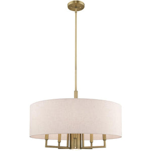HomeRoots Six Light Dimmable Chandelier - Modern Cylindrical Steel Shades for Stylish Ambiance & Versatility 687917