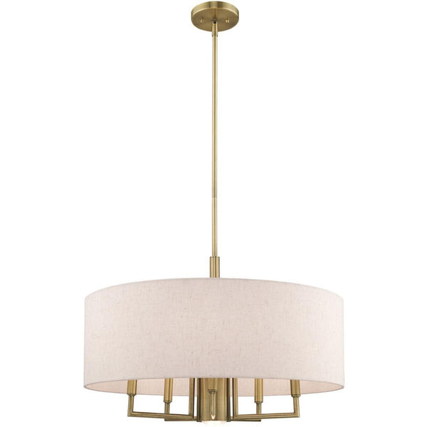 HomeRoots Six Light Dimmable Chandelier - Modern Cylindrical Steel Shades for Stylish Ambiance & Versatility 687917