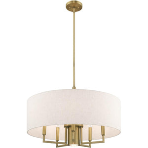 HomeRoots Six Light Dimmable Chandelier - Modern Cylindrical Steel Shades for Stylish Ambiance & Versatility 687917