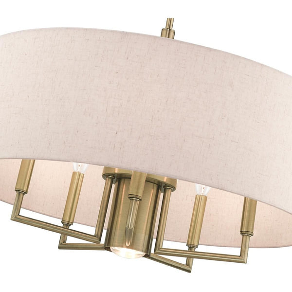 HomeRoots Six Light Dimmable Chandelier - Modern Cylindrical Steel Shades for Stylish Ambiance & Versatility 687917