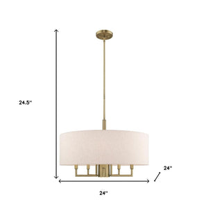 HomeRoots Six Light Dimmable Chandelier - Modern Cylindrical Steel Shades for Stylish Ambiance & Versatility 687917
