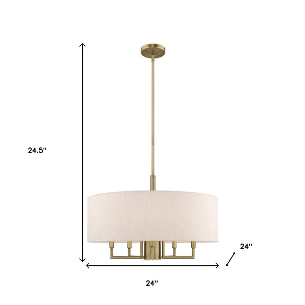 HomeRoots Six Light Dimmable Chandelier - Modern Cylindrical Steel Shades for Stylish Ambiance & Versatility 687917