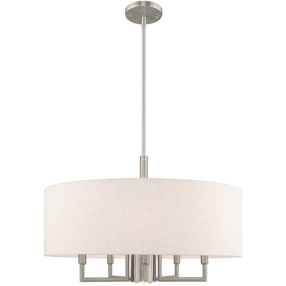 HomeRoots Six Light Dimmable Chandelier - Modern Cylindrical Shades for Versatile Illumination in Any Space 687918