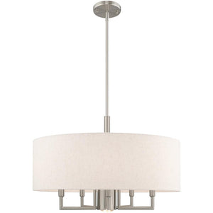 HomeRoots Six Light Dimmable Chandelier - Modern Cylindrical Shades for Versatile Illumination in Any Space 687918