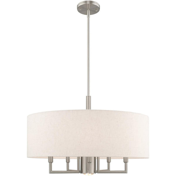 HomeRoots Six Light Dimmable Chandelier - Modern Cylindrical Shades for Versatile Illumination in Any Space 687918