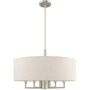 HomeRoots Six Light Dimmable Chandelier - Modern Cylindrical Shades for Versatile Illumination in Any Space 687918