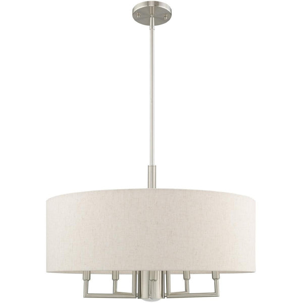 HomeRoots Six Light Dimmable Chandelier - Modern Cylindrical Shades for Versatile Illumination in Any Space 687918