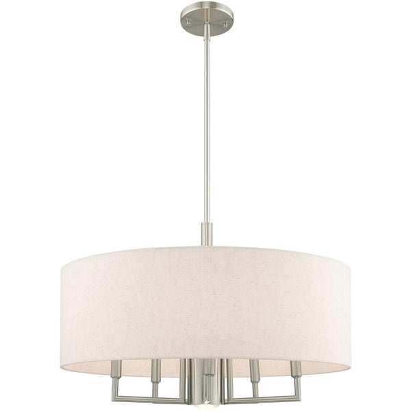 HomeRoots Six Light Dimmable Chandelier - Modern Cylindrical Shades for Versatile Illumination in Any Space 687918