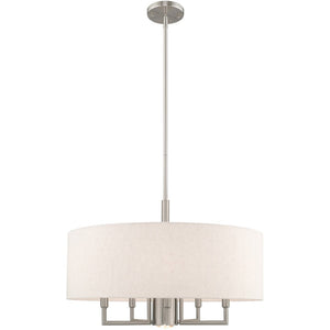 HomeRoots Six Light Dimmable Chandelier - Modern Cylindrical Shades for Versatile Illumination in Any Space 687918
