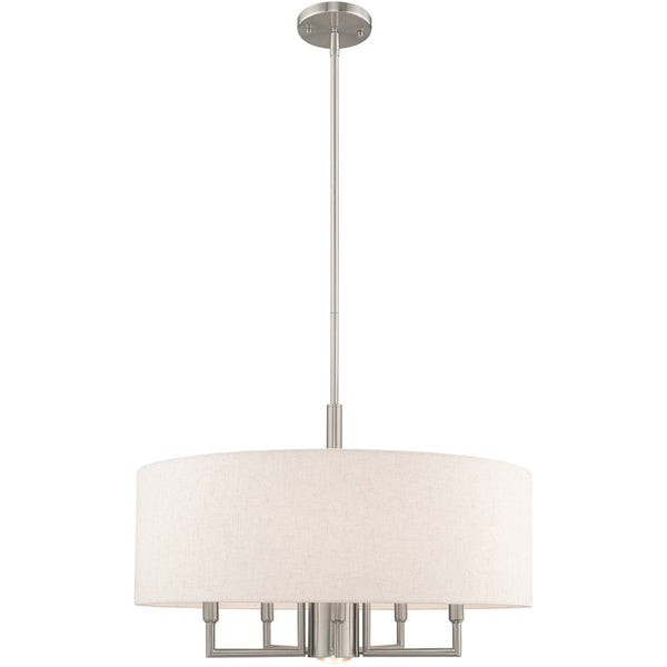 HomeRoots Six Light Dimmable Chandelier - Modern Cylindrical Shades for Versatile Illumination in Any Space 687918