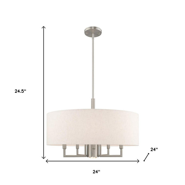 HomeRoots Six Light Dimmable Chandelier - Modern Cylindrical Shades for Versatile Illumination in Any Space 687918