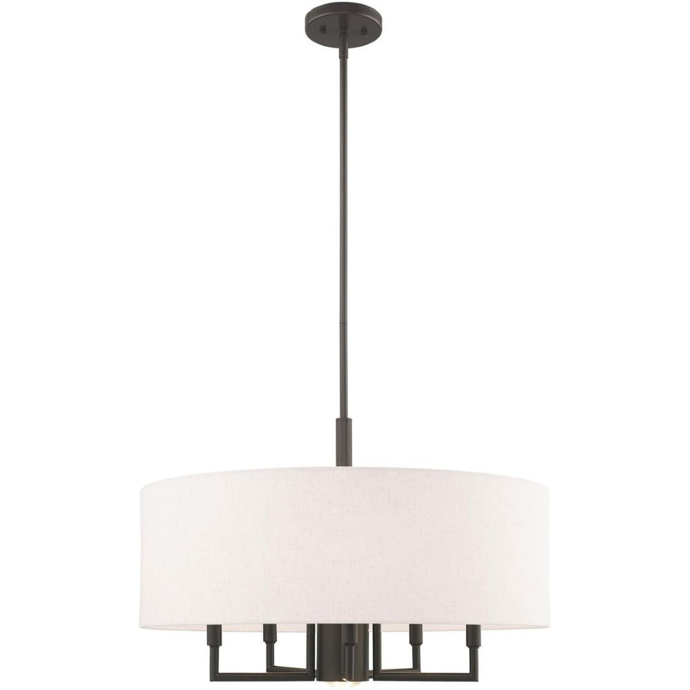 HomeRoots Six Light Dimmable Chandelier – Modern Cylinder Shades for Elegant Ambiance in Any Room 687919