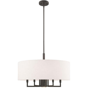 HomeRoots Six Light Dimmable Chandelier – Modern Cylinder Shades for Elegant Ambiance in Any Room 687919