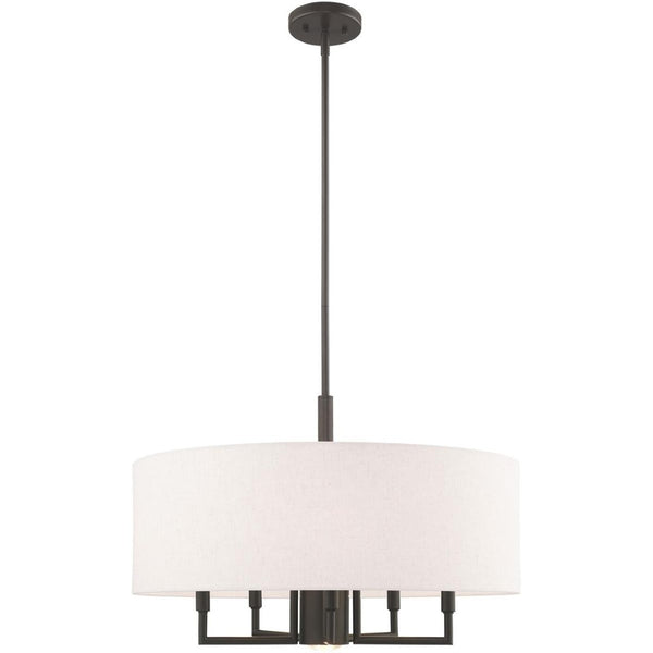 HomeRoots Six Light Dimmable Chandelier – Modern Cylinder Shades for Elegant Ambiance in Any Room 687919