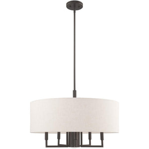 HomeRoots Six Light Dimmable Chandelier – Modern Cylinder Shades for Elegant Ambiance in Any Room 687919