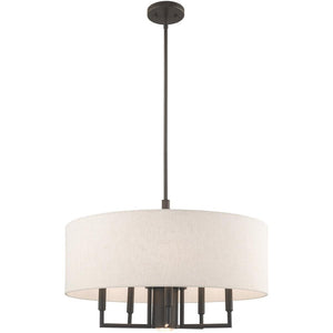 HomeRoots Six Light Dimmable Chandelier – Modern Cylinder Shades for Elegant Ambiance in Any Room 687919