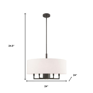 HomeRoots Six Light Dimmable Chandelier – Modern Cylinder Shades for Elegant Ambiance in Any Room 687919