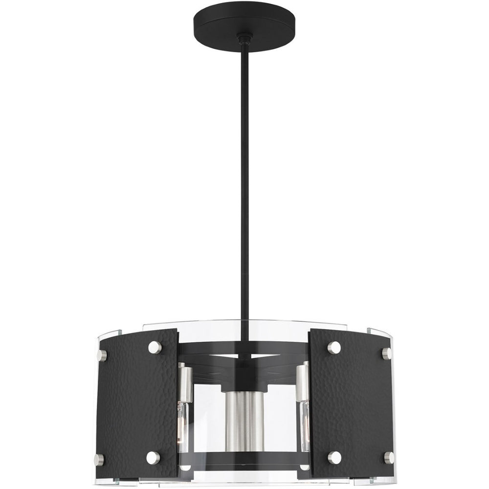 HomeRoots Seven Light Dimmable Chandelier - Modern Steel Fixture with Cylinder Shades for Stylish Ambiance 687920