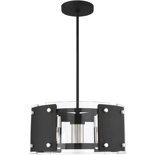 HomeRoots Seven Light Dimmable Chandelier - Modern Steel Fixture with Cylinder Shades for Stylish Ambiance 687920