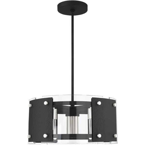 HomeRoots Seven Light Dimmable Chandelier - Modern Steel Fixture with Cylinder Shades for Stylish Ambiance 687920