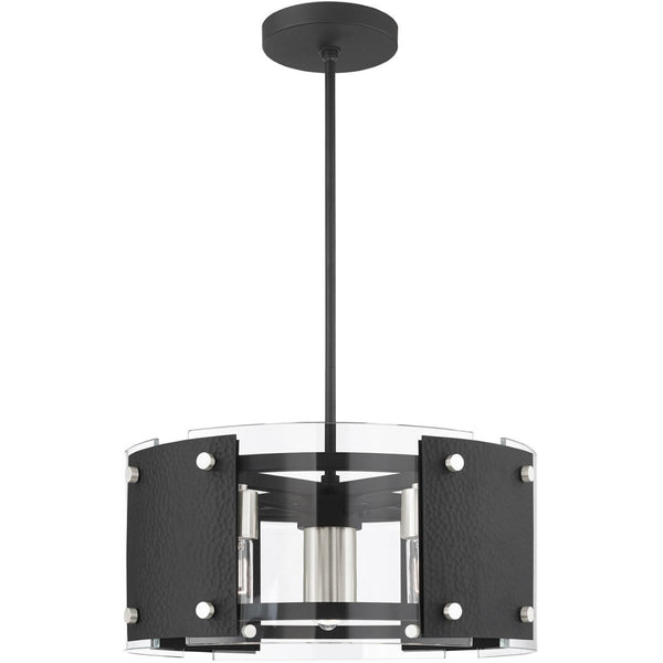 HomeRoots Seven Light Dimmable Chandelier - Modern Steel Fixture with Cylinder Shades for Stylish Ambiance 687920
