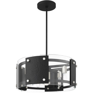HomeRoots Seven Light Dimmable Chandelier - Modern Steel Fixture with Cylinder Shades for Stylish Ambiance 687920